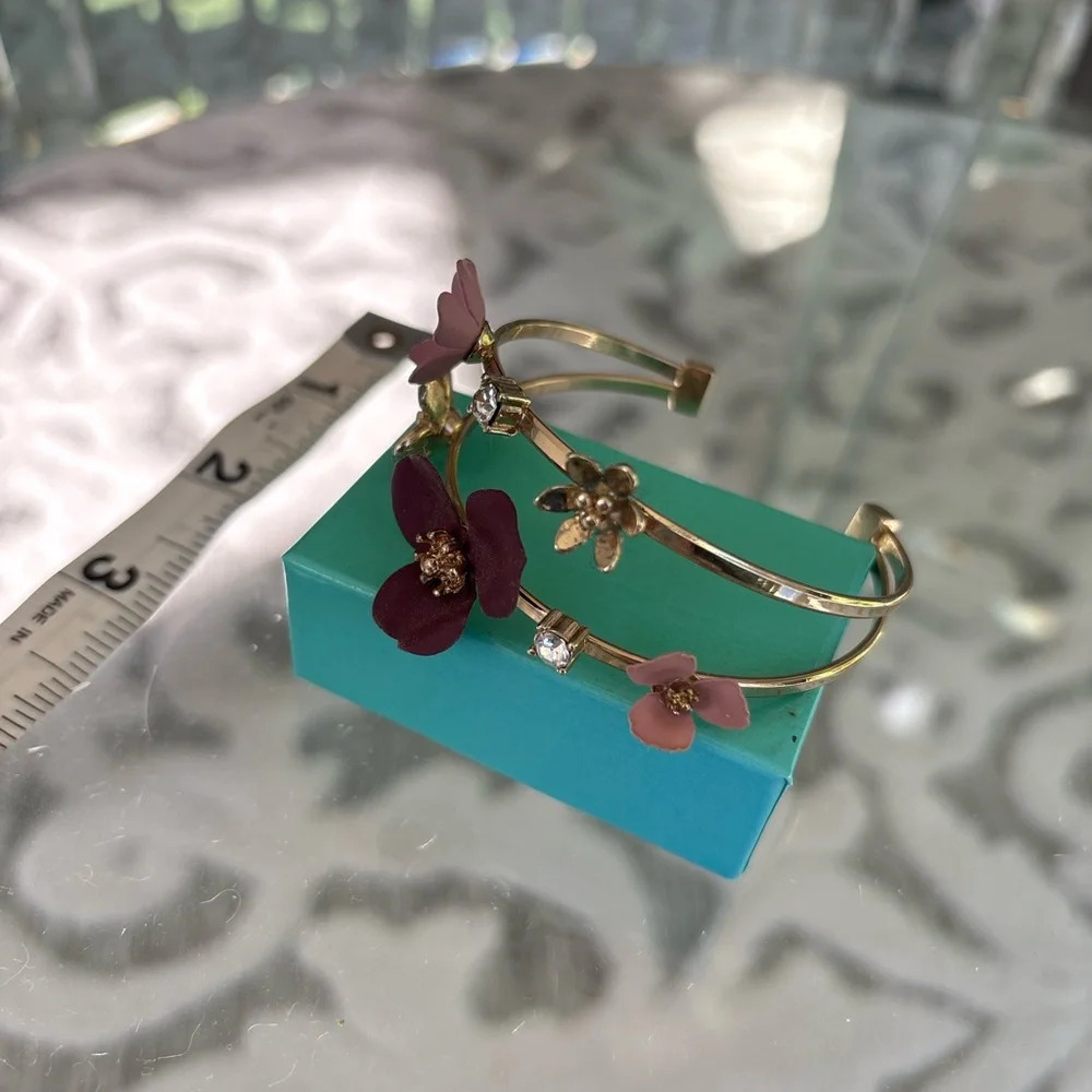 Pink Purple Gold Flower Bracelet